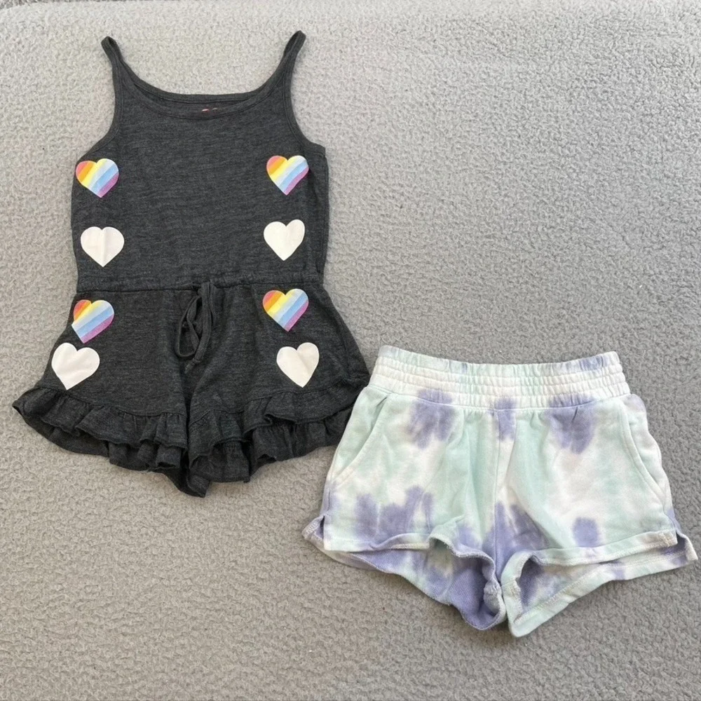 Chaser Z Supply So Niki Lot Outfit Girls 5 Romper Sweatshirt Sweatpants Play